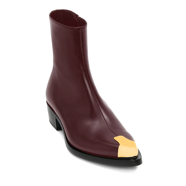 Punk Leather Boots Golden Toe