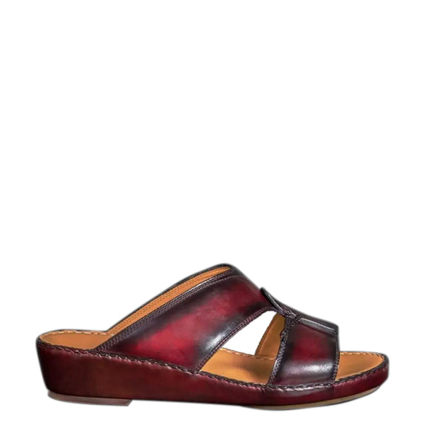 Luxury Handmade Leather Comfort Arabic Sandal - Burgundy