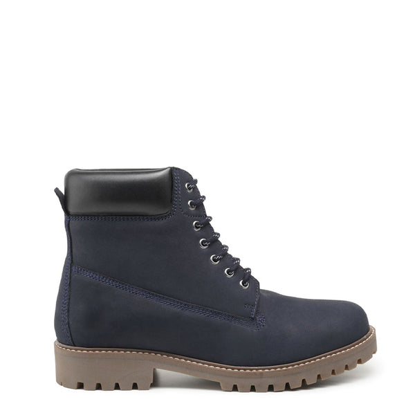 Urban Leather Lace Up High Ankle Boot - Blue
