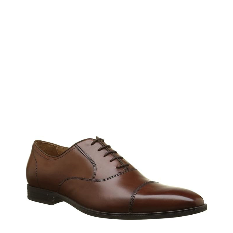 Men Solid Leather Lace Up Oxford Shoes