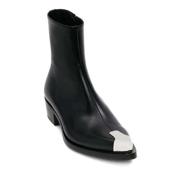 Punk Leather Boots Silver Toe