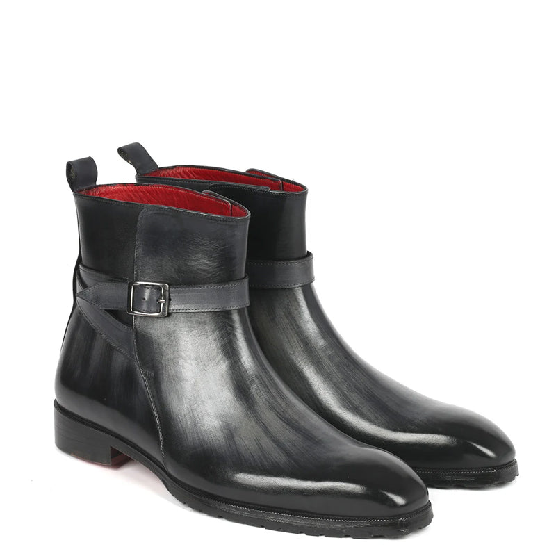 Patina Hand Painted Leather Jodhpur Boot Black and Grey