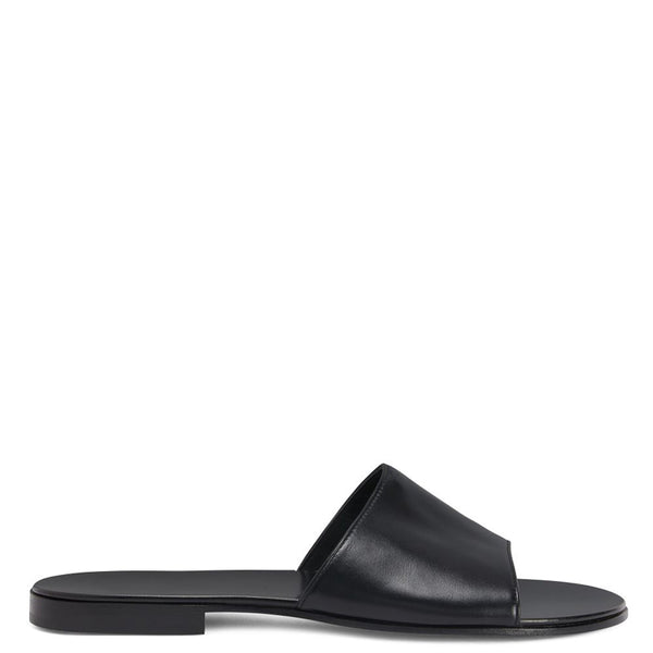 Plain Open Toe Flats Leather Slide