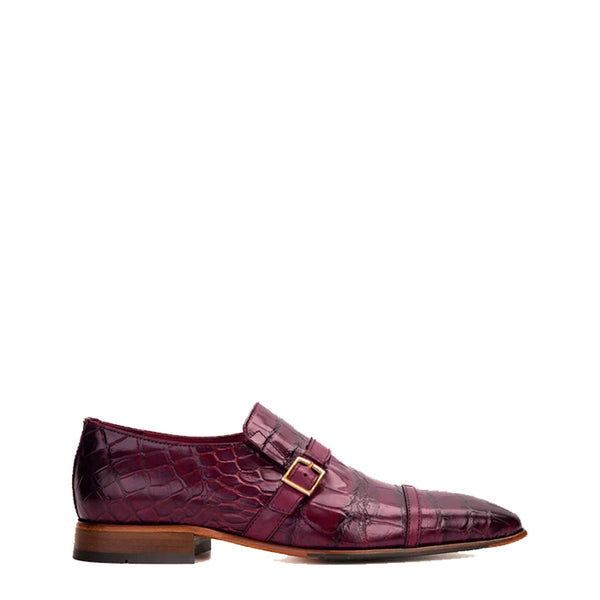 Leather Single Monk Strap Cap Toe Men Shoe
