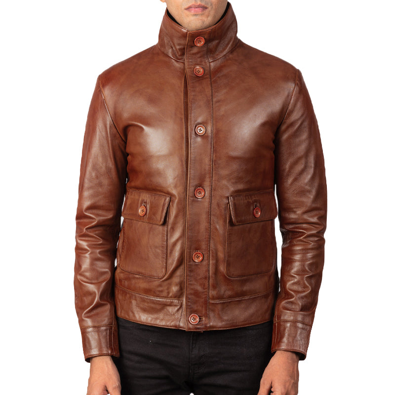 Columbus Leather Bomber Jacket For Men