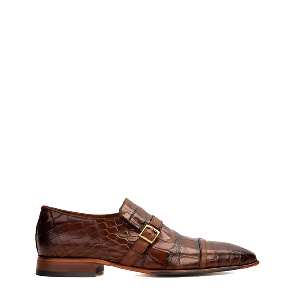 Leather Single Monk Strap Cap Toe Men Shoe