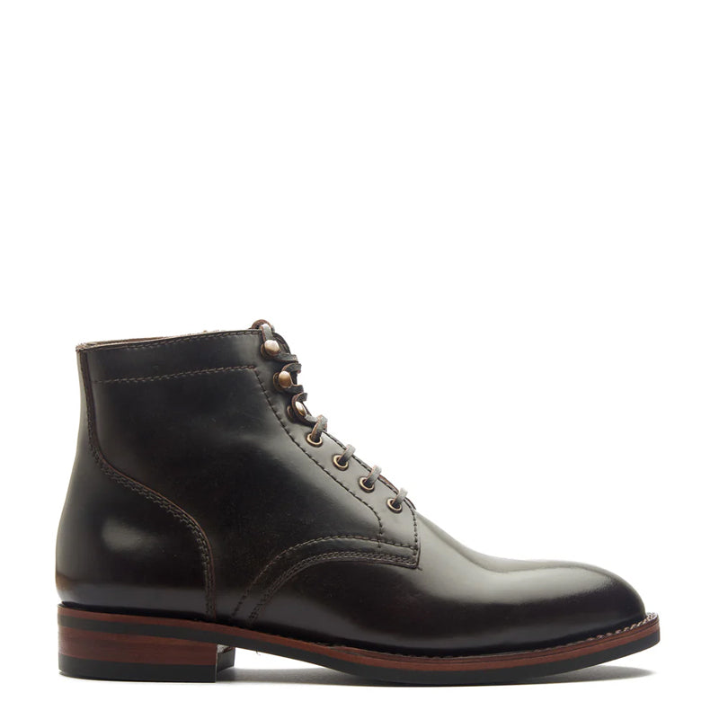 Men Polished Leather Derby Ankle Boots