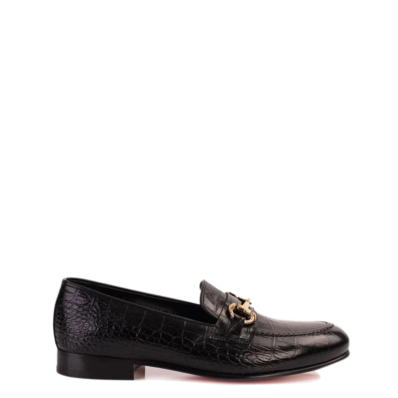 Black Leather Bit Loafer Men Shoes