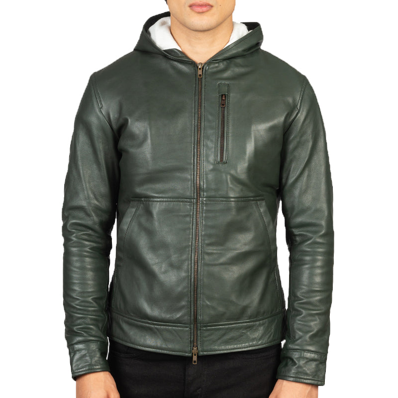 Canna Hooded Leather Bomber Jacket