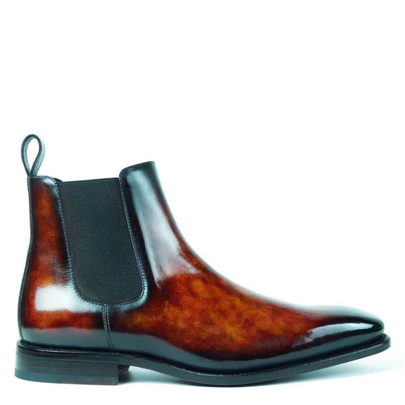 Patina Leather Chelsea Crystal Brown Boot For Men