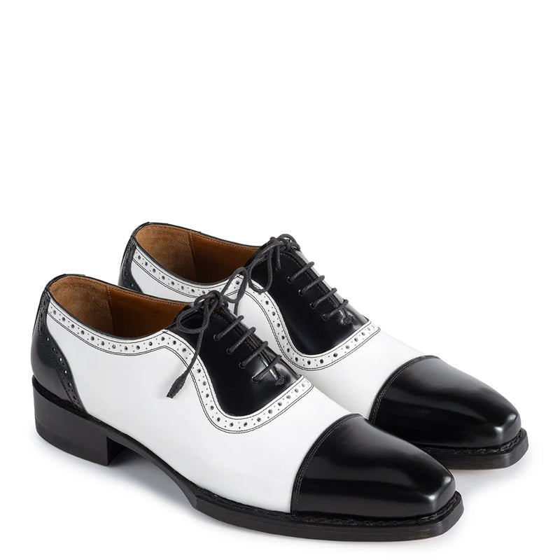 Men Solid Leather Cap Toe Oxford Shoes