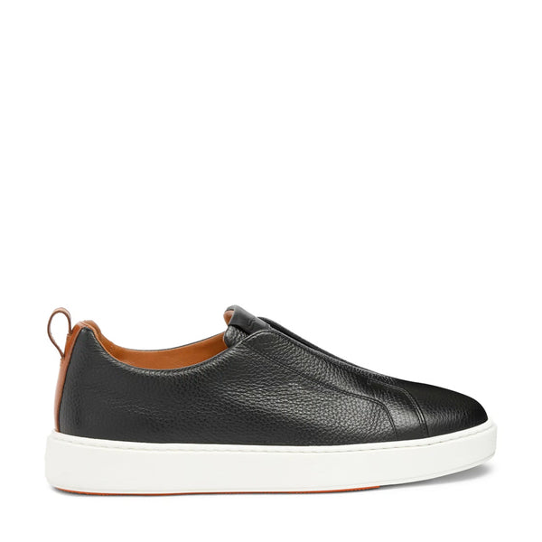 Men Tumbled Leather Slip On Sneakers