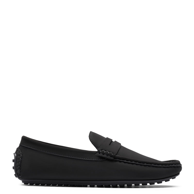 Heritage Style Suede Moc Toe Penny Loafer Black