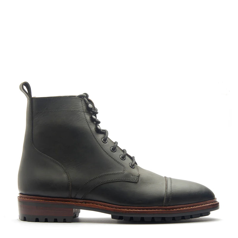 Premium Leather Lace Up Cap Toe Derby Boot Brown