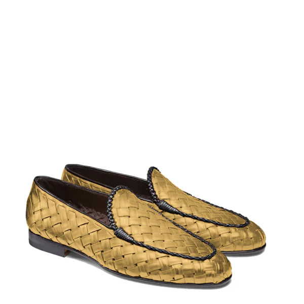 Yellow Weaved Leather Loafer