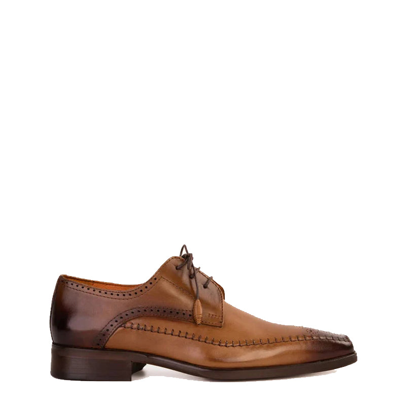 Brown Leather Derby Men Shoe