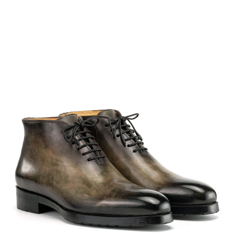 Patina Hand-Painted Leather Lace-Up Ankle Boots