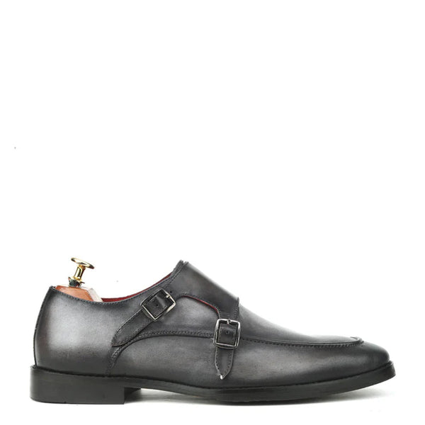Classic Solid Leather Double Monk Shoe