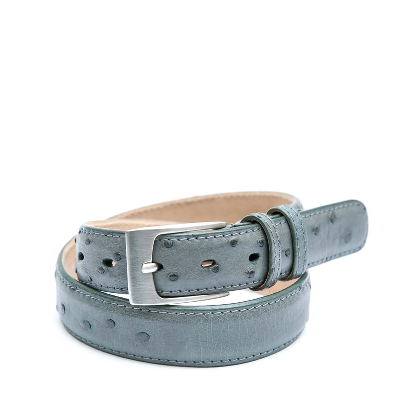 Men Ostrich Print Leather Belt