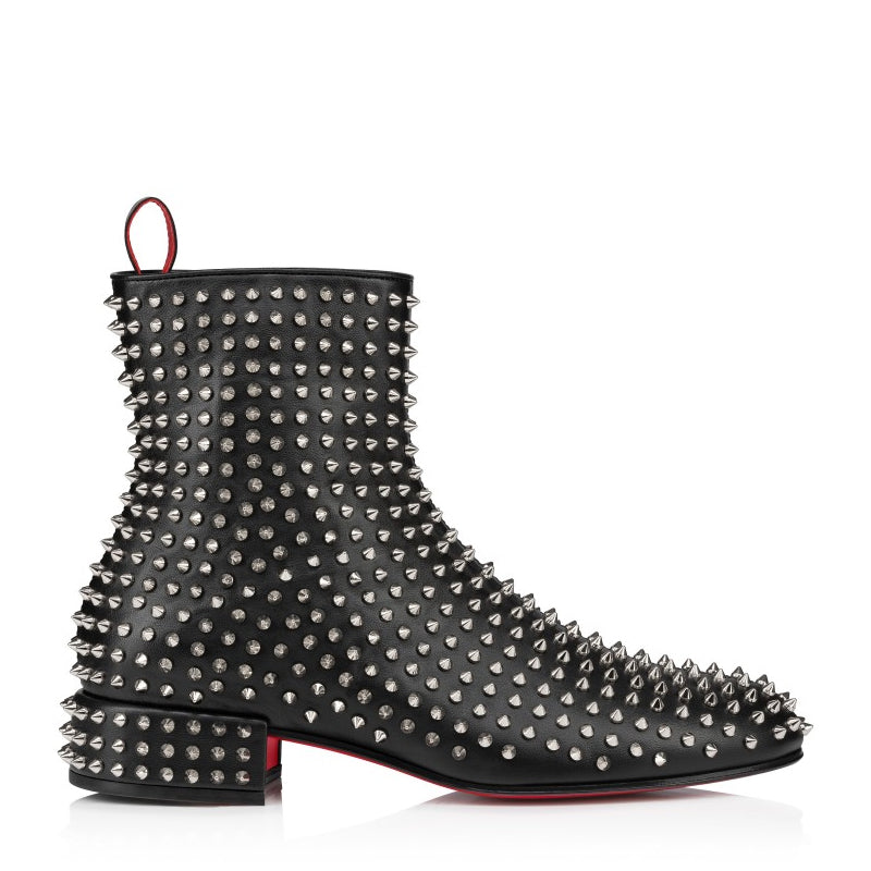 Leather Studded Side-Zip High Ankle Boots