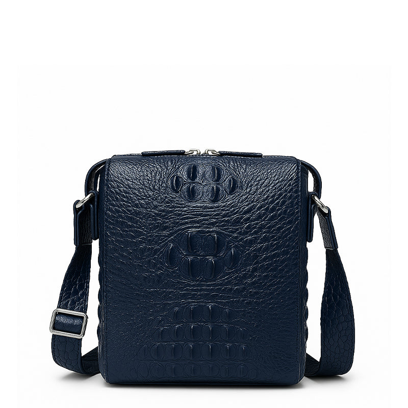Men's Crocodile Blue Leather Side Bag