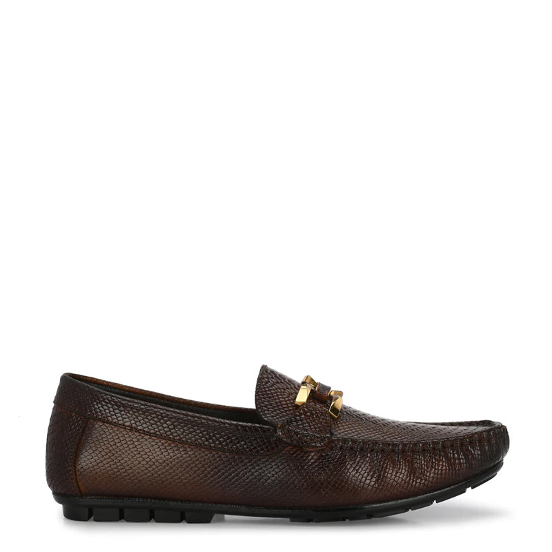 Premium Leather Loafer With Gold Buckled