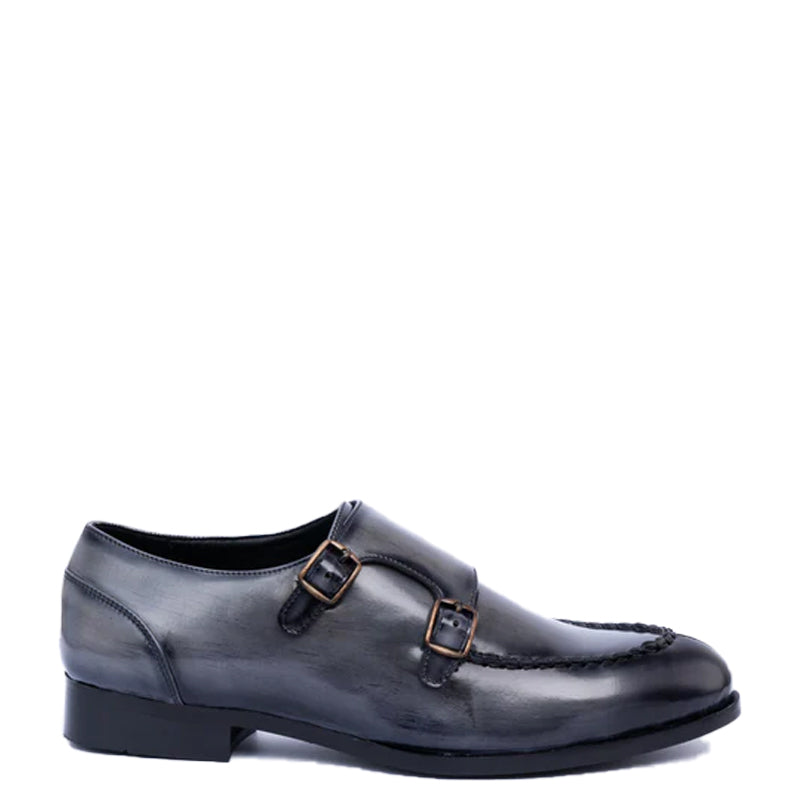 Premium Leather Double Monk Straps Shoes