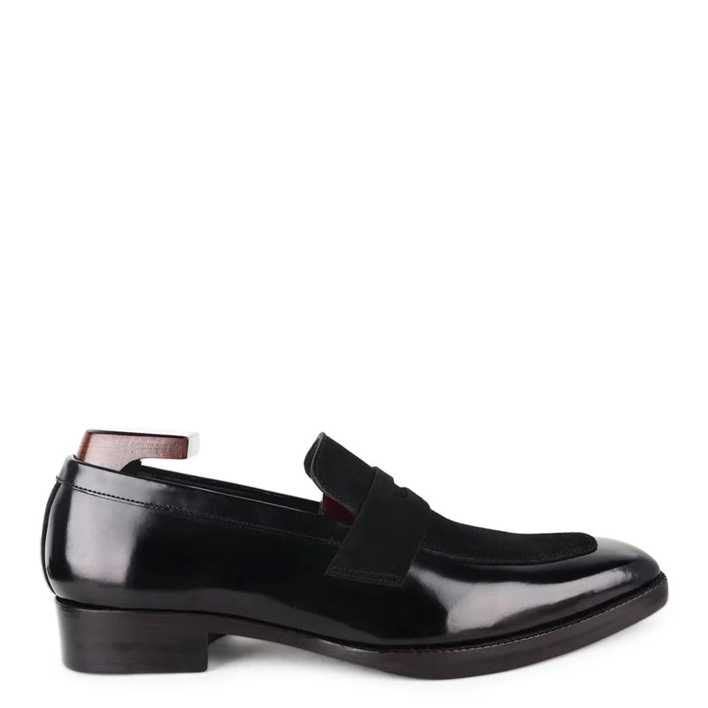 Men Square Toe Suede Leather Penny Loafer