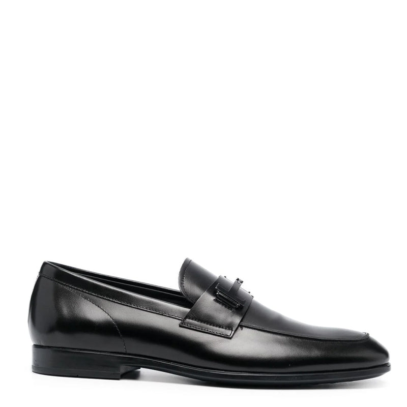 Double T Buckle Leather Loafers