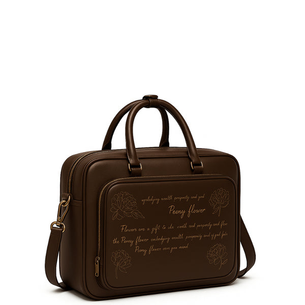 Italian Tan Men s Printed Leather Laptop Bag - Brown