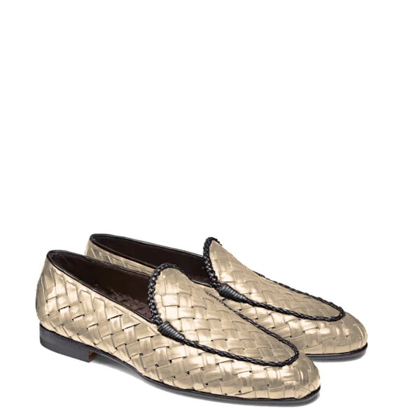 Tan Brown Weaved Leather Loafer