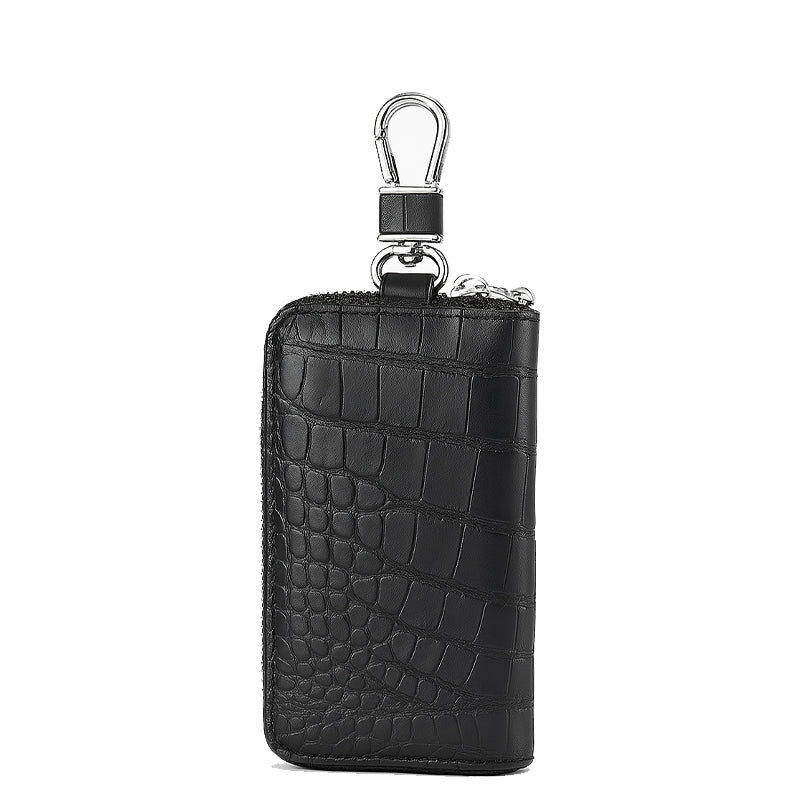 Croco Black Mini Zipper Key Case Wallet