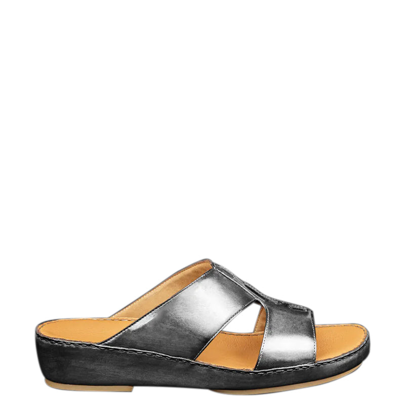 Luxury Slip On Solid Leather Arabic Sandal