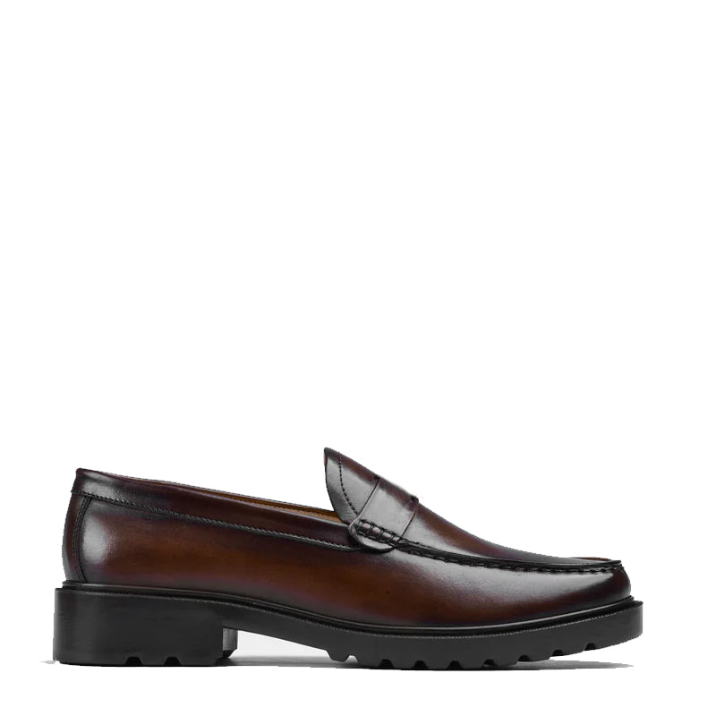 Platform Plain Loafer Shoes Brown