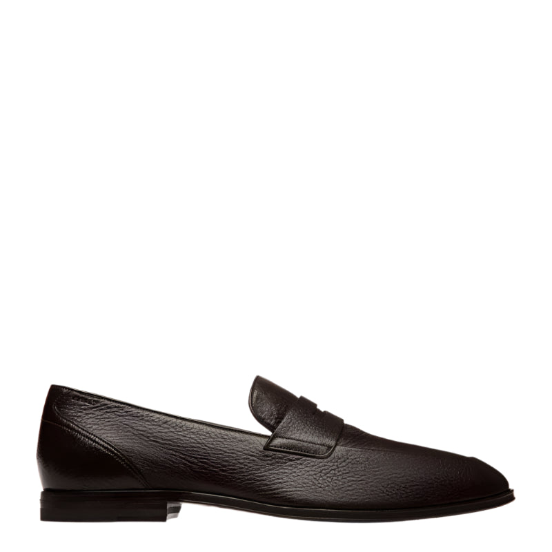 Classic Brown Penny Loafer with Textured Leather