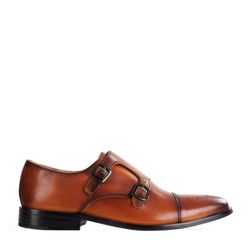 Premium ToeCap Double Monk Strap Leather Shoes