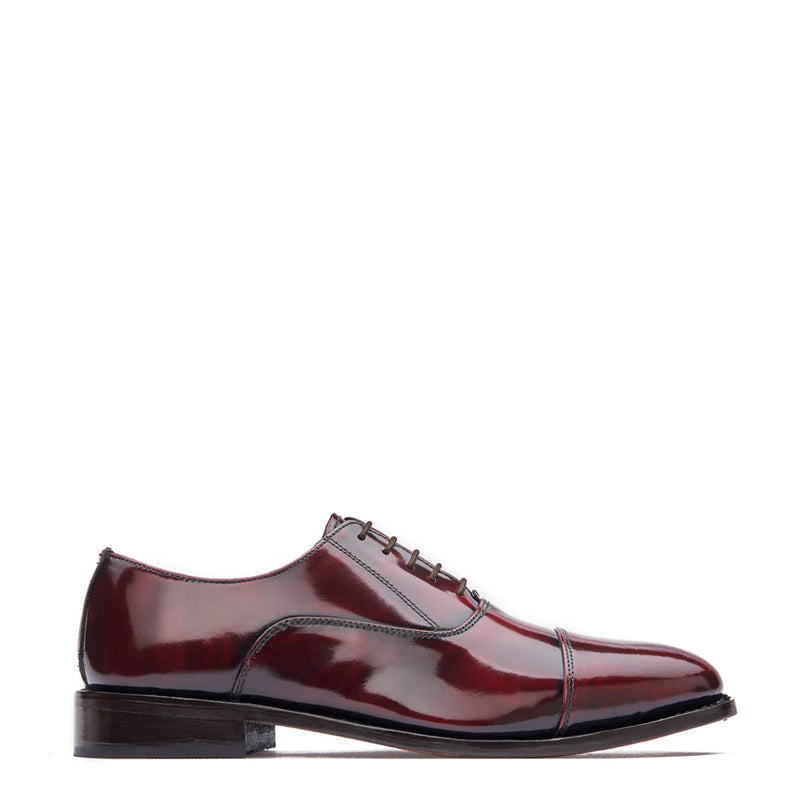 Men Lace-Up Shiny Leather Oxford Shoes