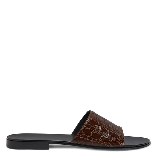 Pure Leather Croco Textured Sandal