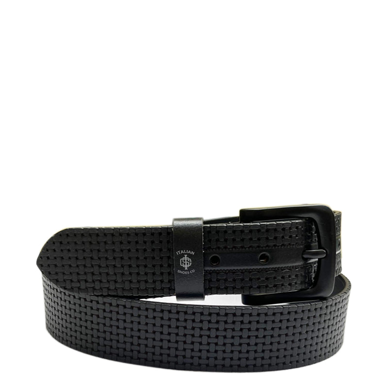 Strutturato Piazza Black Leather Belt