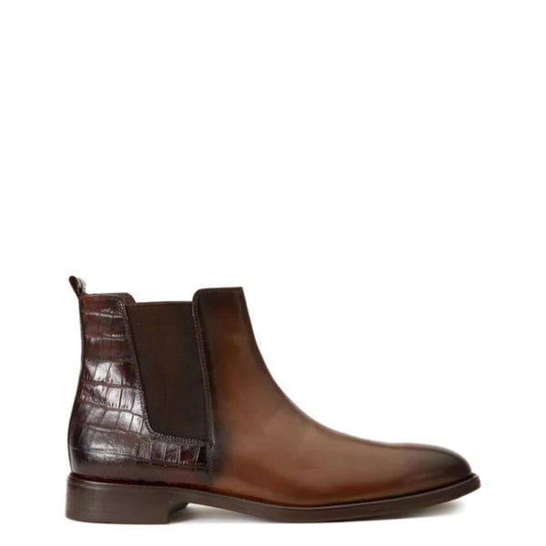 Alligator Textured Leather Boots