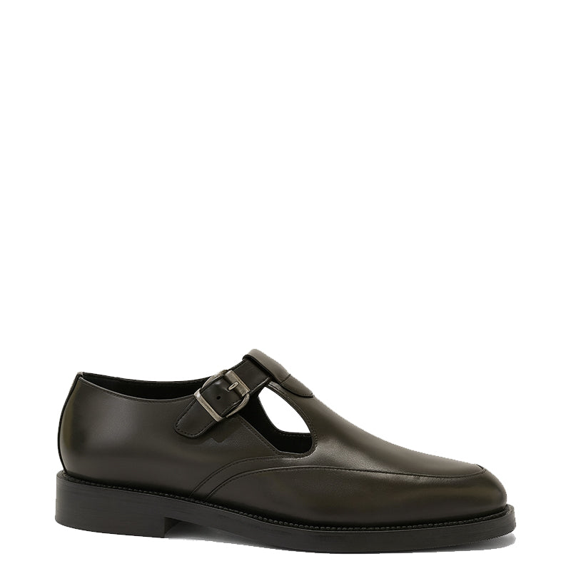 Men's Black Leather T-bar Dress Shoe