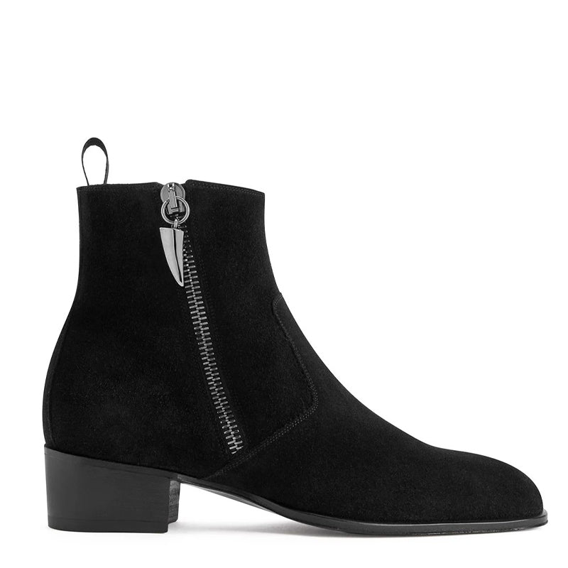 Black Suede Zip Classic Boot