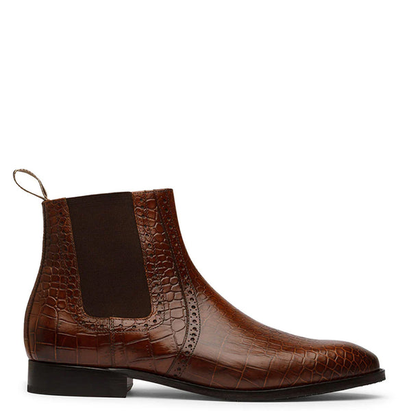 Men Croco Embossed Leather Chelsea Boot