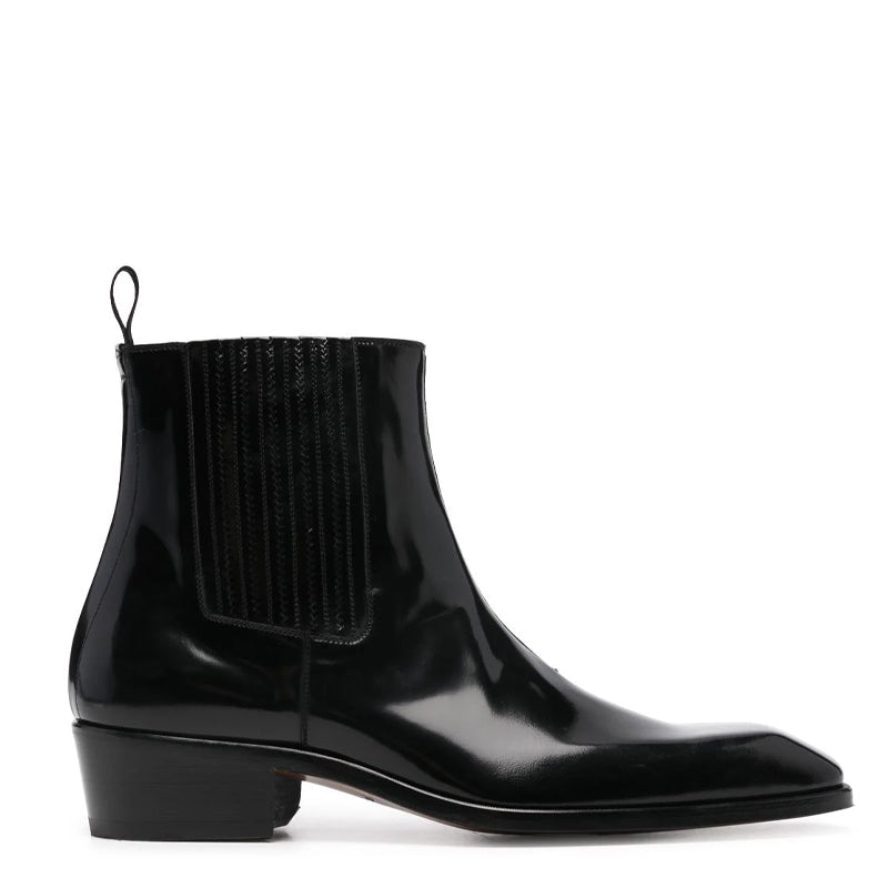 Negra Patent-Leather Chelsea Boots