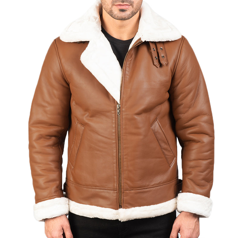 Francis B-3 Leather Bomber Jacket For Men