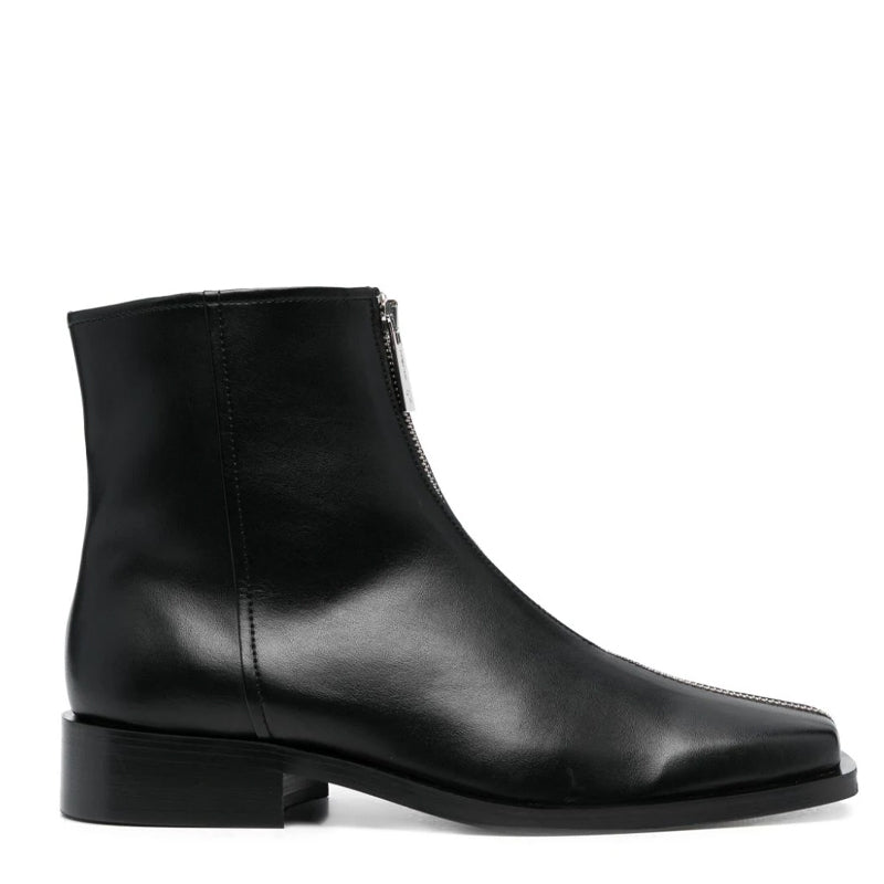 Front Zip Leather Boots