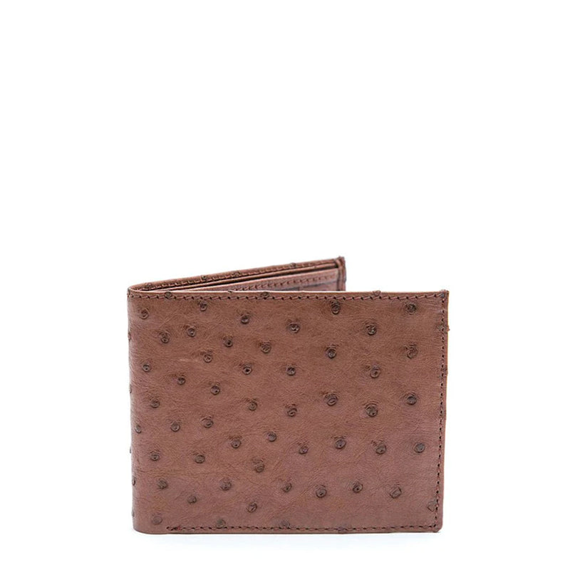 Men Ostrich Leather Bifold Wallet