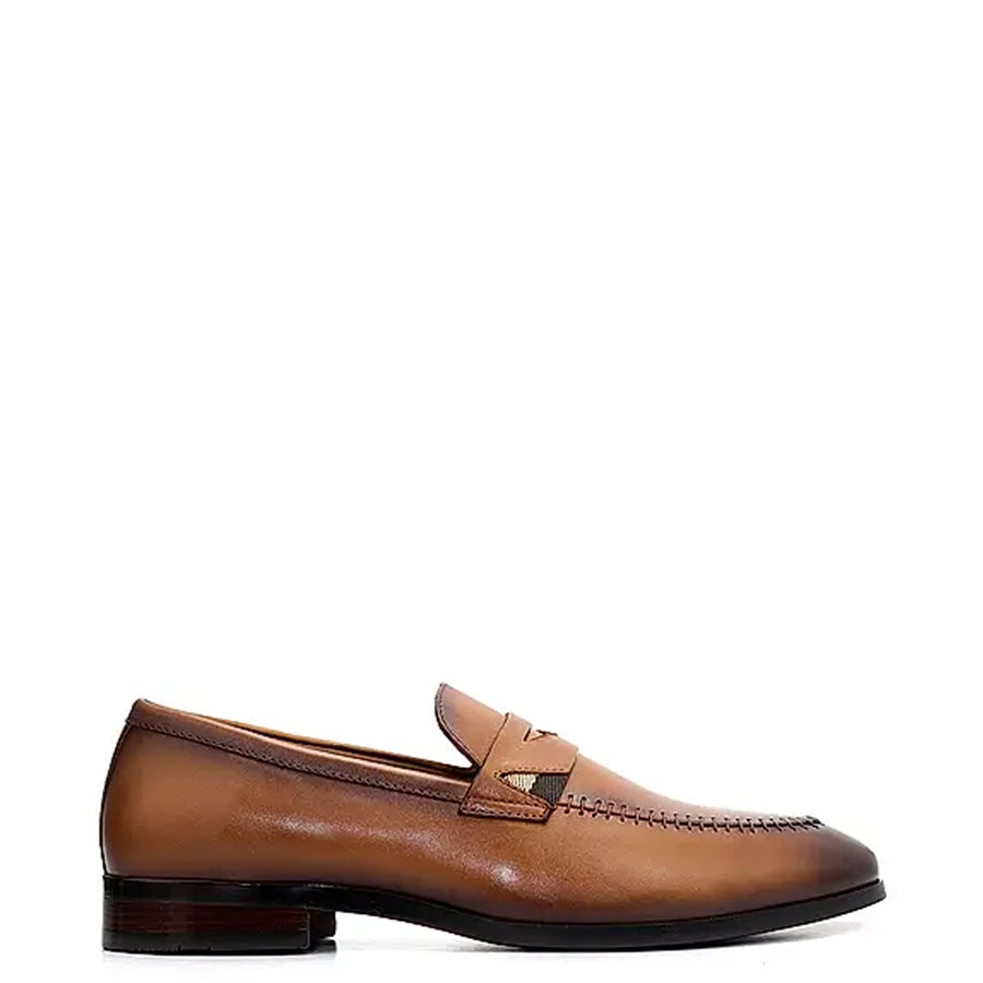 Men Round Toe Slip On Leather Formal Black Loafer