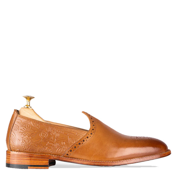 SIKAR SEMI FLORAL JUTTIES - Tan
