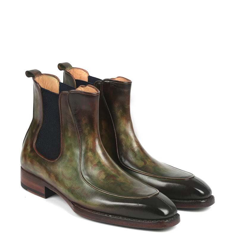 Men Handpainted Leather Chelsea Boots